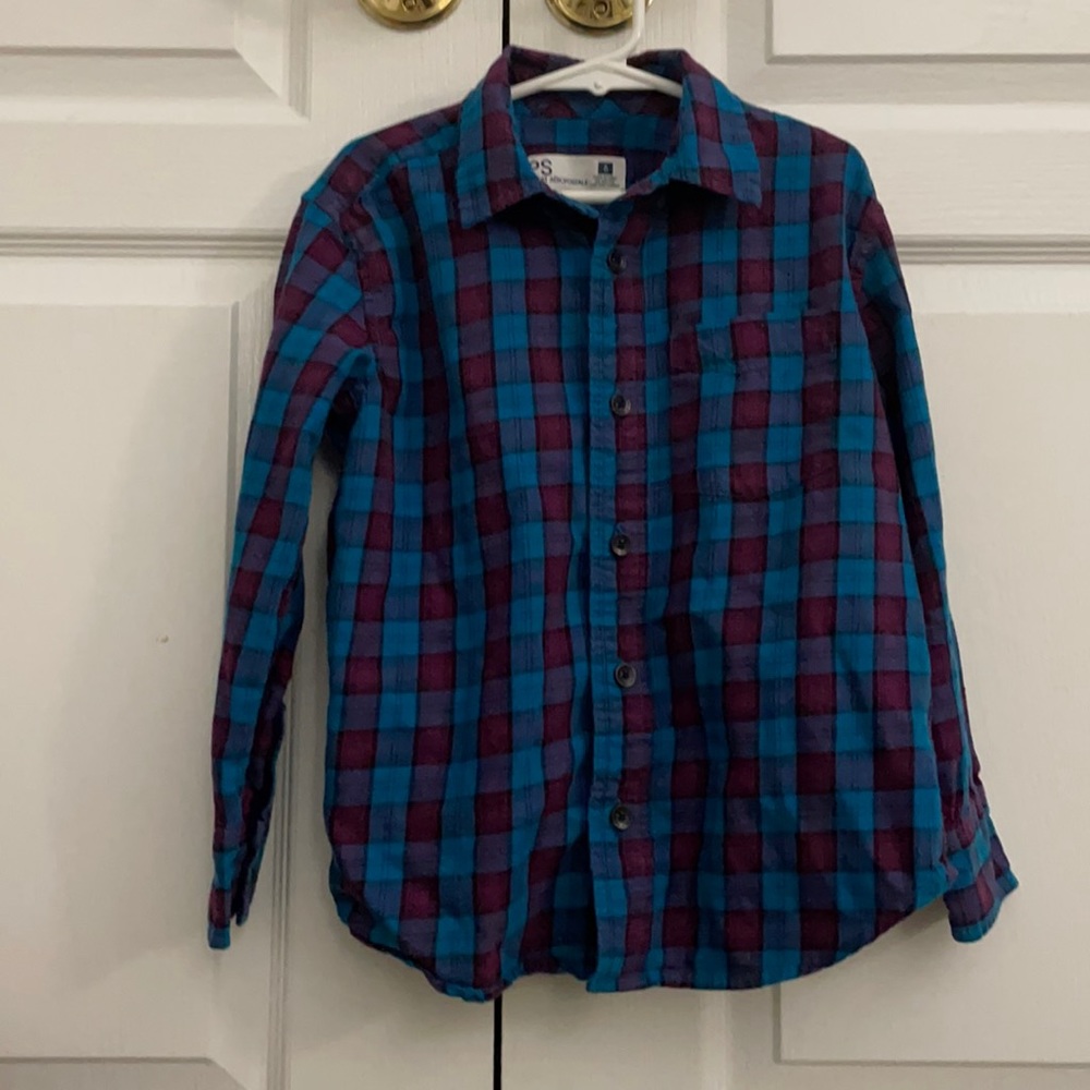 BLUE PLAID BOYS BUTTON DOWN SHIRT